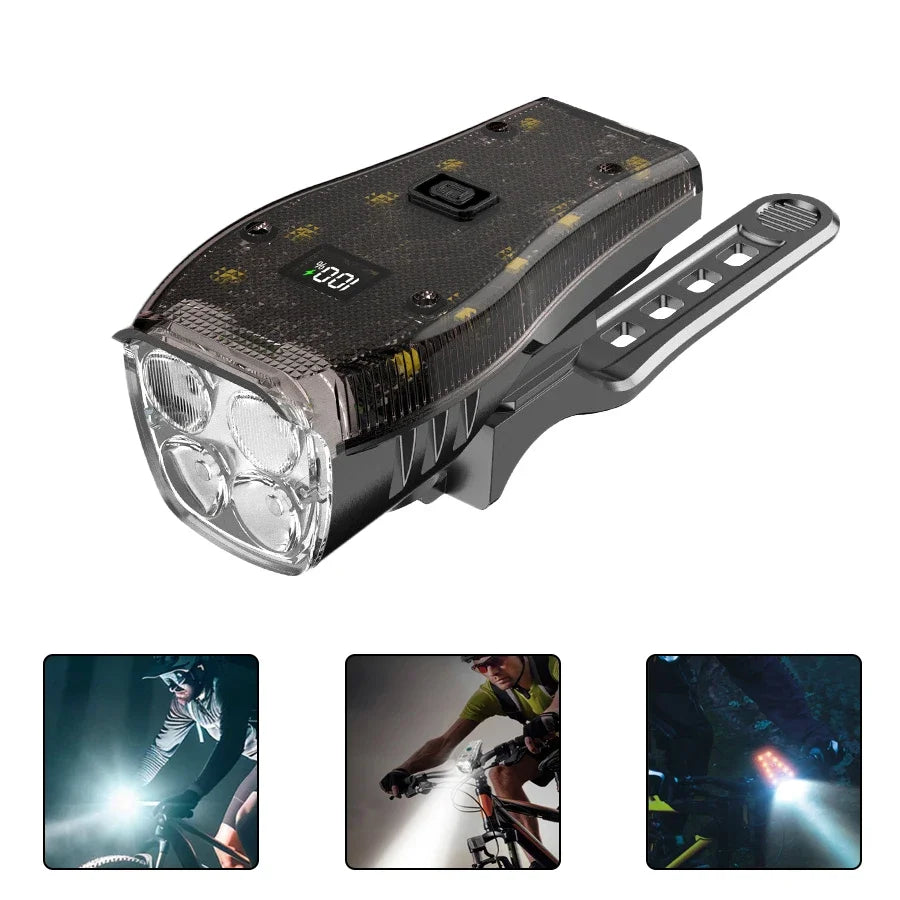 Luz Delantera para Bicicleta Recargable USB-C – 360° Giratoria, Impermeable IPX5