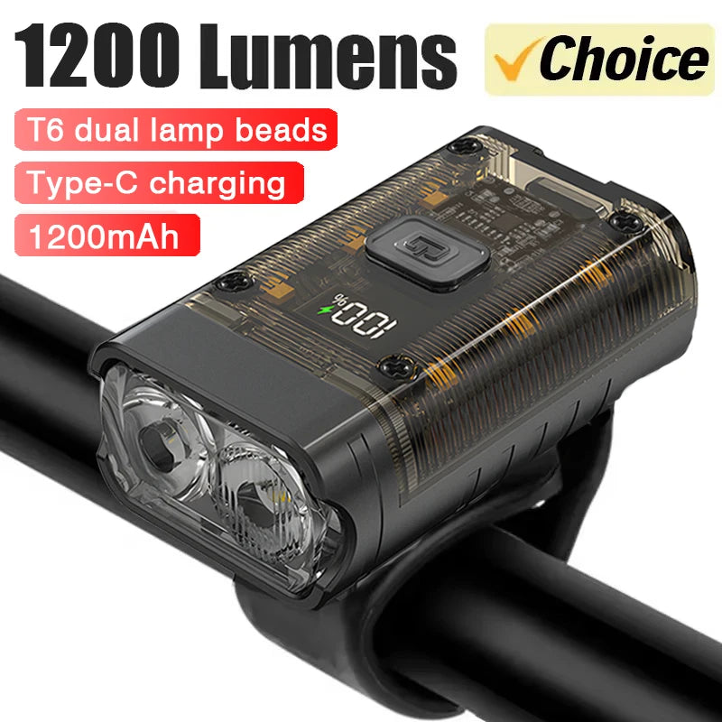 Luz Delantera para Bicicleta Recargable USB-C – 360° Giratoria, Impermeable IPX5