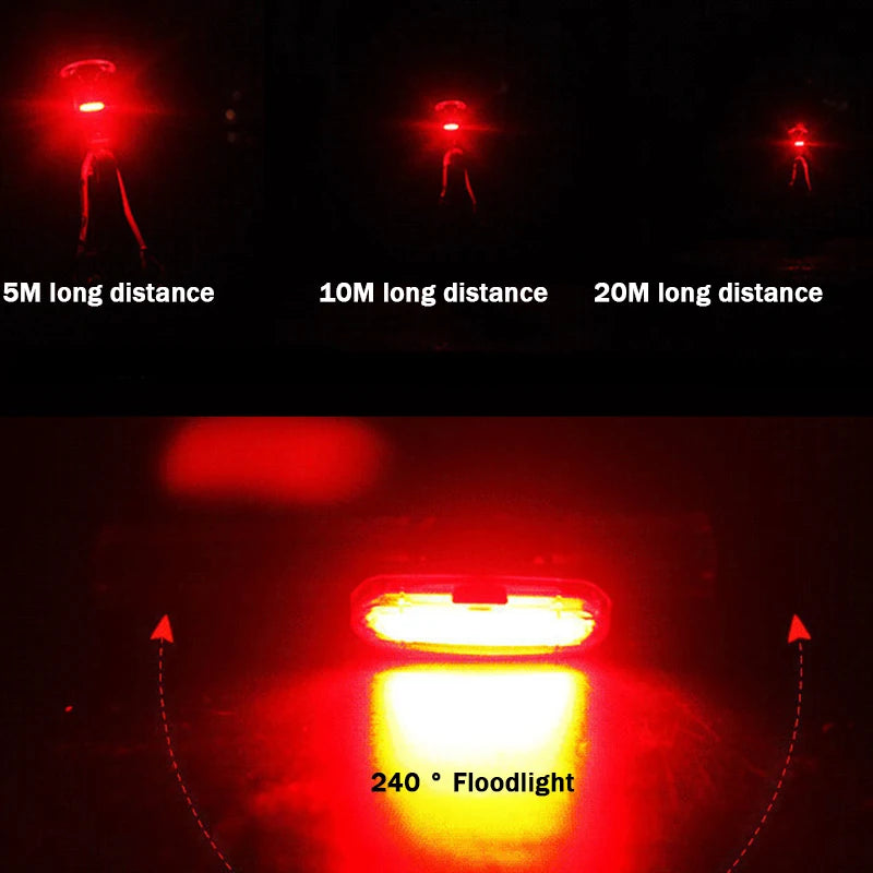Luz Trasera de Bicicleta BUCKLOS – LED Recargable, 6 Modos, Impermeable IPX6
