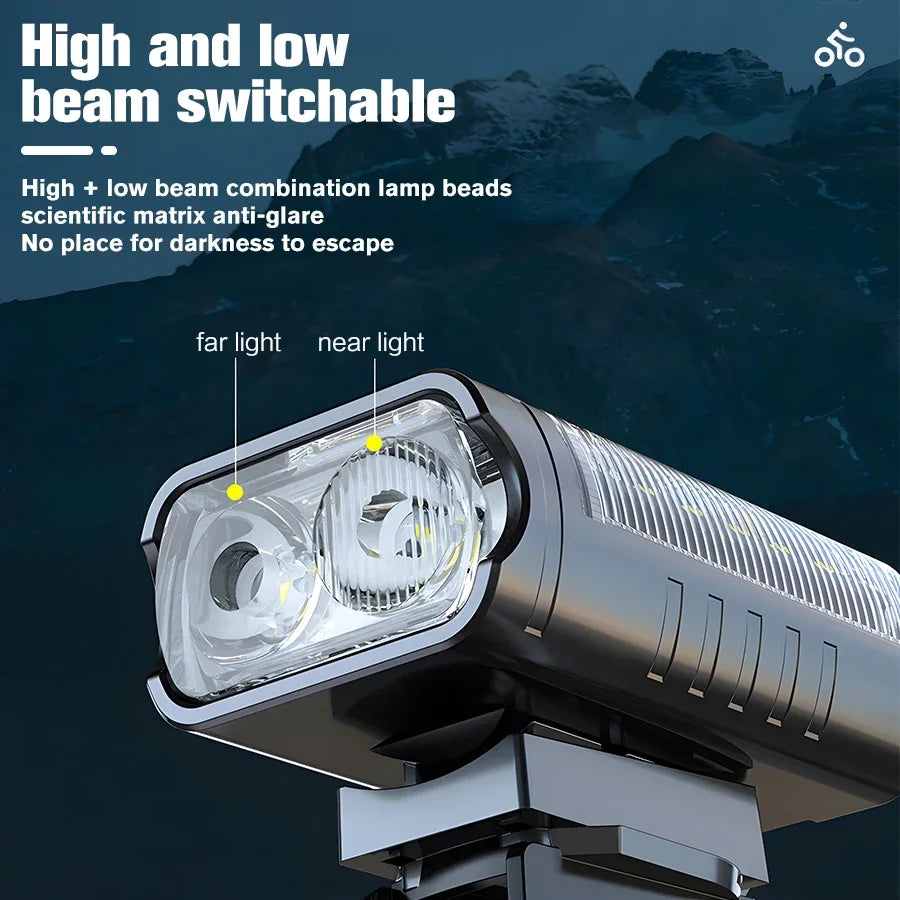 Luz Delantera para Bicicleta Recargable USB-C – 360° Giratoria, Impermeable IPX5
