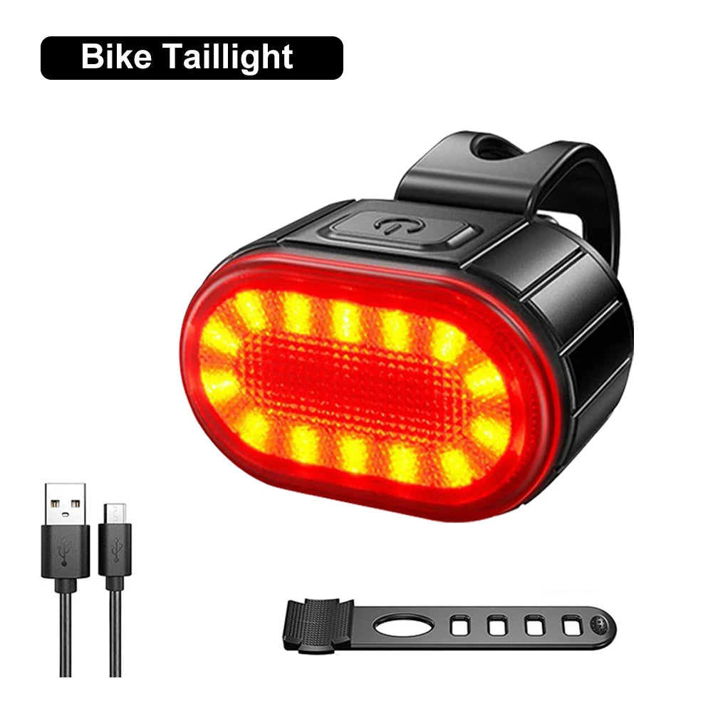 Juego de Luces Delanteras y Traseras para Bicicleta – Recargables USB, 3–12h, Impermeables IPX4