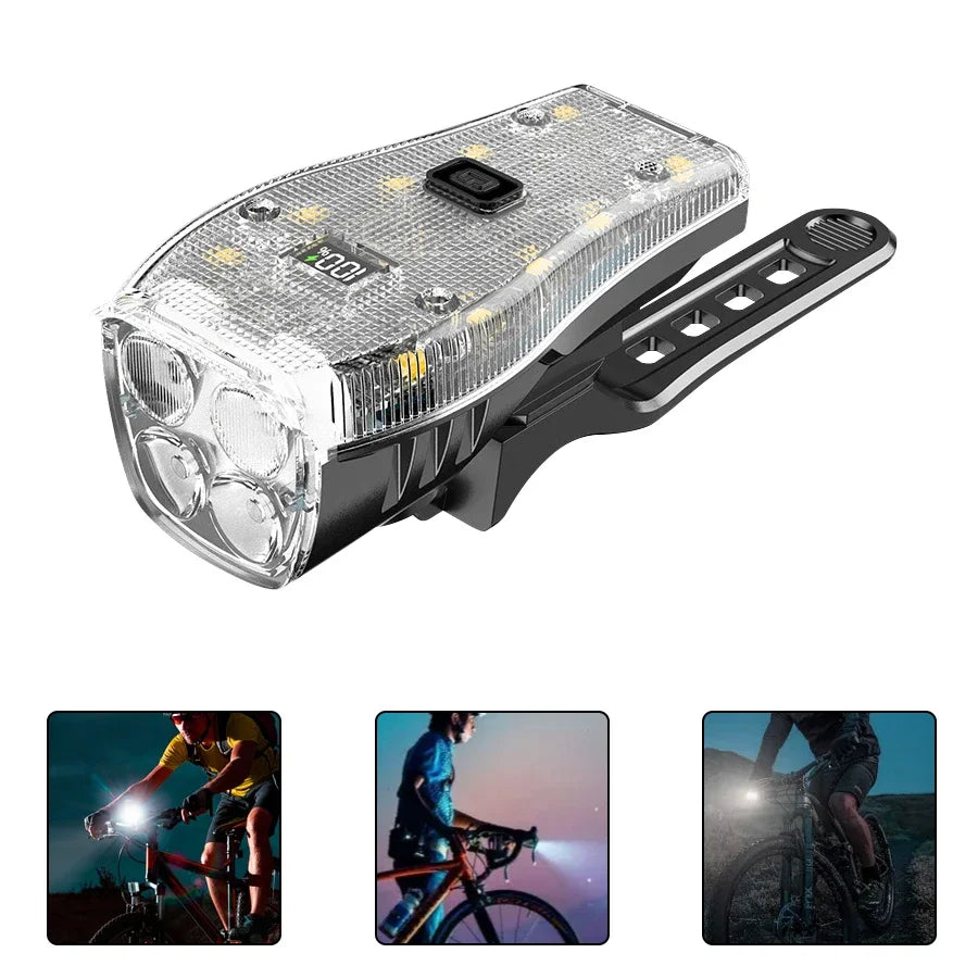 Luz Delantera para Bicicleta Recargable USB-C – 360° Giratoria, Impermeable IPX5