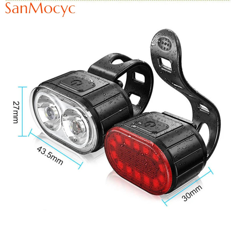 Juego de Luces Delanteras y Traseras para Bicicleta – Recargables USB, 3–12h, Impermeables IPX4