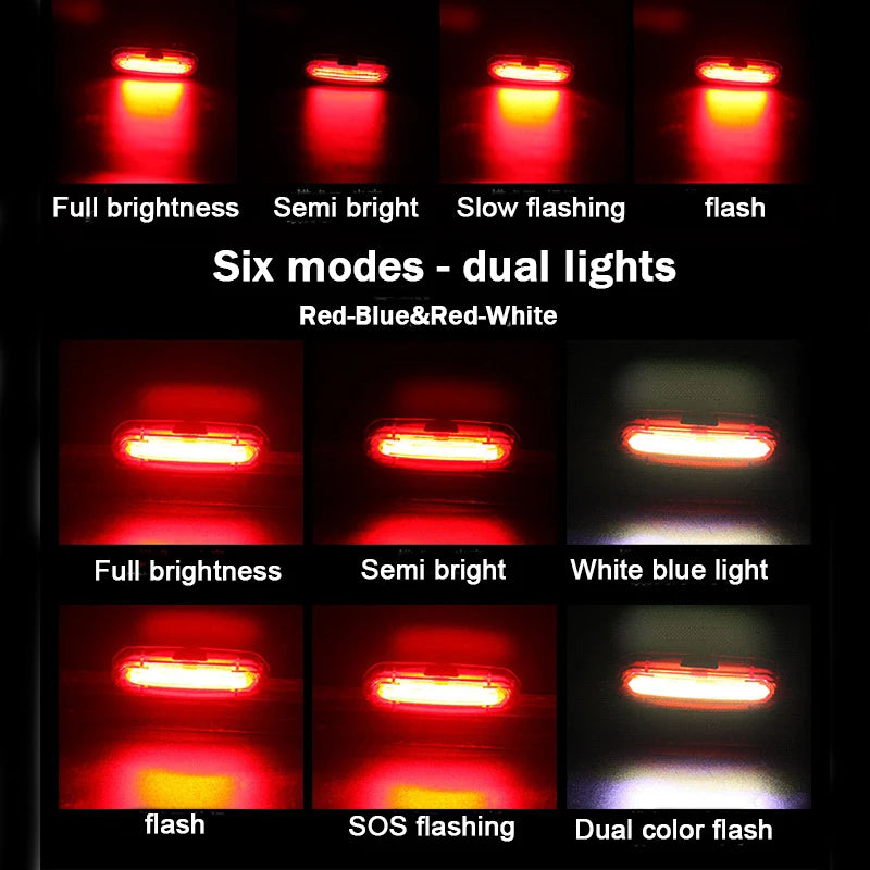 Luz Trasera de Bicicleta BUCKLOS – LED Recargable, 6 Modos, Impermeable IPX6